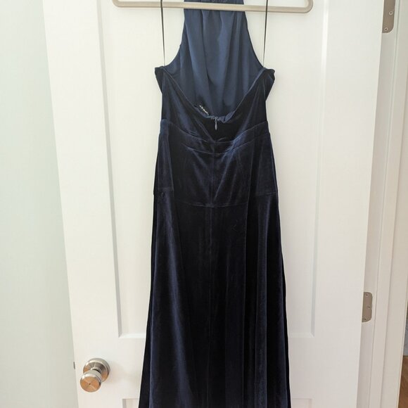 Yumi Kim Velvet Halter Dress - Dark Navy - Size Medium - Picture 3 of 5